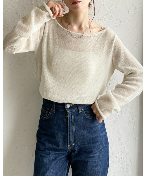 She's Closet サマーニット ニット セーター 透かし編み 長袖 シアー