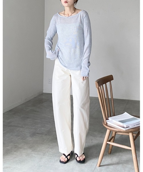 She's Closet サマーニット ニット セーター 透かし編み 長袖 シアー