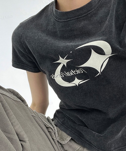 Dalfwin（ダールフィン） tシャツ 半袖 韓国ファッション Y2Kプリント