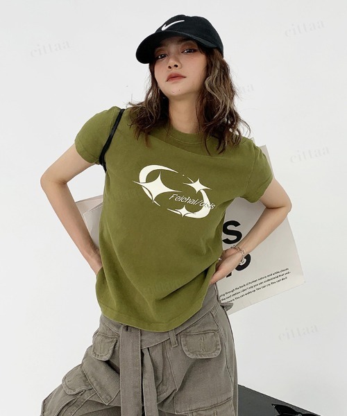 Dalfwin（ダールフィン） tシャツ 半袖 韓国ファッション Y2Kプリント 