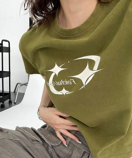 Dalfwin（ダールフィン） tシャツ 半袖 韓国ファッション Y2Kプリント