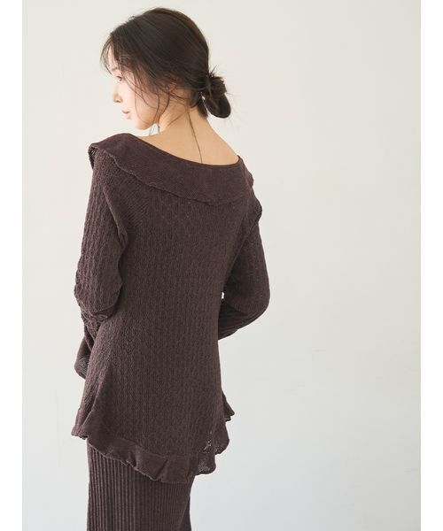 SNIDEL HOME パジャマ ルームウェア クロシェラッフルカーディガン