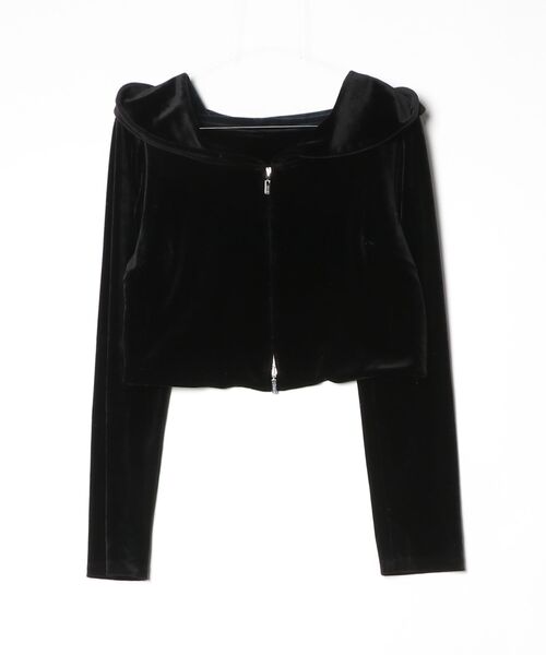 FOXEY NEW YORK ジップジャケット 40 黒 ストレッチ フォクシー FOXEY NEW YORK 「FOXEY YORK」 ジップアップパーカー 40 ブラック
