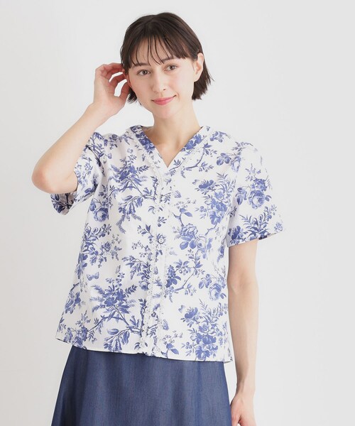 LAURA ASHLEY（ローラアシュレイ） ブラウス シャツ 半袖 「洗える 