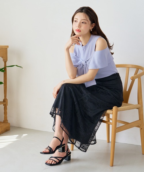 スカート 2026春夏新作 フラワー刺繍Aラインスカートの画像