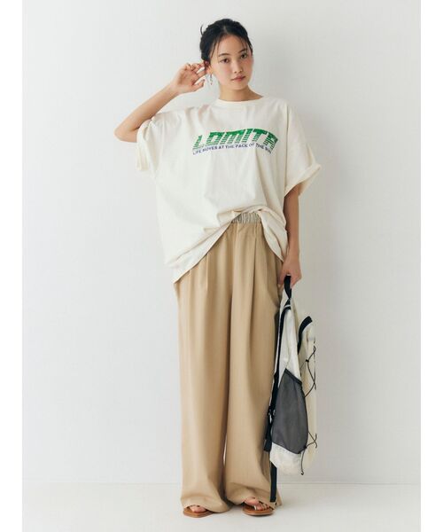 ワイドパンツ パンツ ウエストデザインラインパンツ レディースの画像