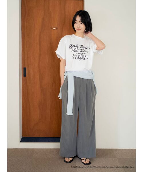 ワイドパンツ パンツ ウエストデザインラインパンツ レディースの画像