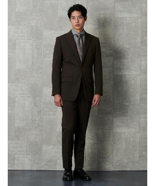 美品 スーツセレクト ウール混 セットアップ ブラウン A5 Perfect Suit FActory（パーフェクト スーツ ファクトリー） スーツ A5