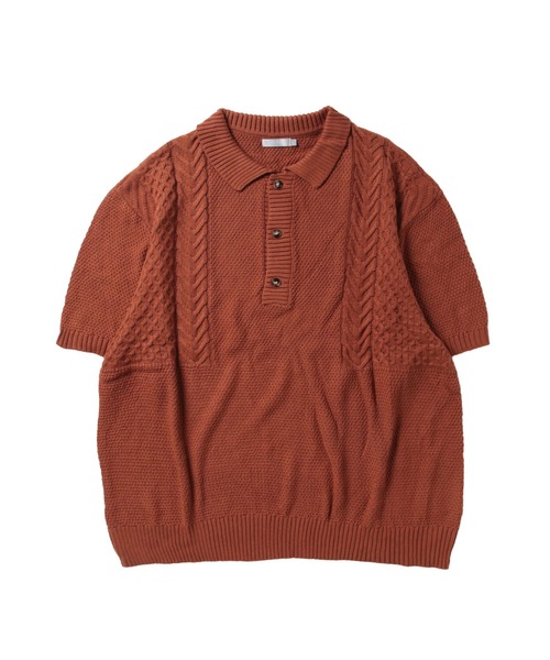「Lulu ＆ Arnie」 「air tokyo」半袖ポロシャツ MEDIUM ブラウン メンズ | Lulu ＆ Arnie