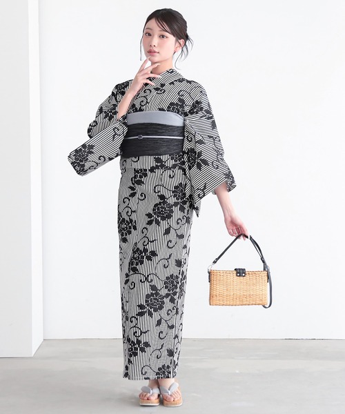 KIMONOMACHI ゆかた 浴衣 浴衣 レディース 女性 2点セット (浴衣+しわ