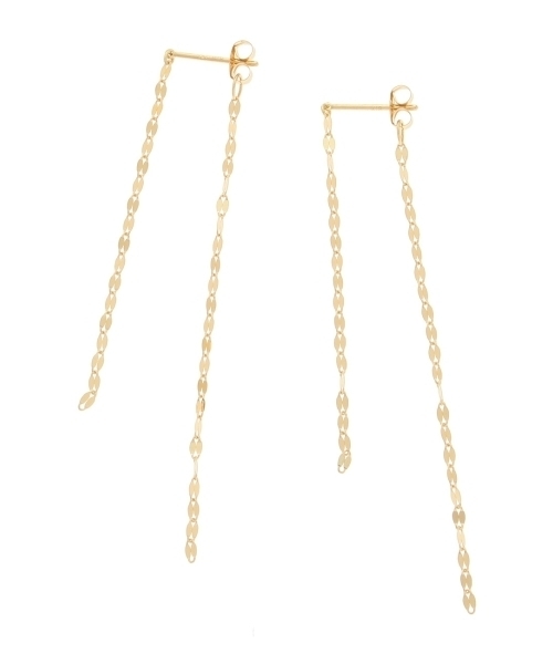 COCOSHNIK ピアス K18フラワークロスチェーン 2連スタッドピアス