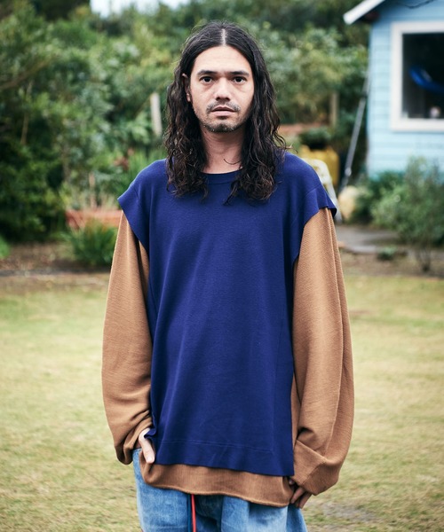 ニット Bicolor Paypayモール店 Layered Knit ニット セーター メンズファッション Zozotown バイカラーレイヤード ニット