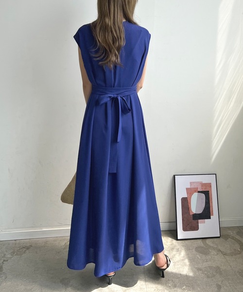 未使用 タグ付 ロングワンピース 長袖 フリル オープンショルダー ギャザー 青 未使用 タグ付 ロングワンピース 長袖 フリル オープンショルダー