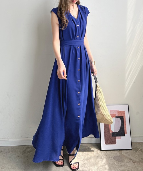 未使用 タグ付 ロングワンピース 長袖 フリル オープンショルダー ギャザー 青 未使用 タグ付 ロングワンピース 長袖 フリル オープンショルダー