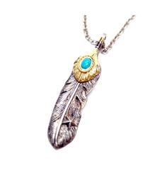 アクセサリー Japanese Leather Stone Feather Necklace アクセサリー Japanese Leather Stone Feather Necklace