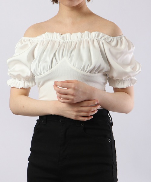 ＆soiree（アンドソワレ） ブラウス シャツ ギャザーパフスリーブ