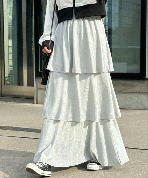 CIAOPANIC スカート ラメカットティアードスカート レディース