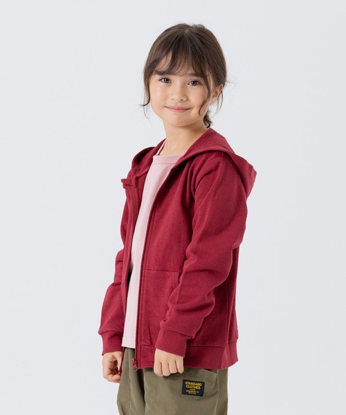 ZERO STANDARD 子供服t 無地裏毛ジップアップパーカー キッズ