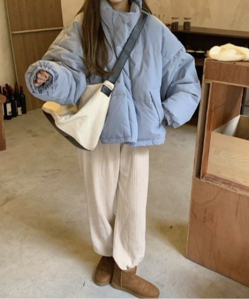 クリーニング済】AMERI◇スタンドカラーダウンコート◇ブラウン