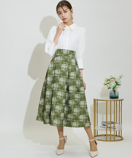 SWINGLE（スウィングル） スカート アートチェックタックフレア