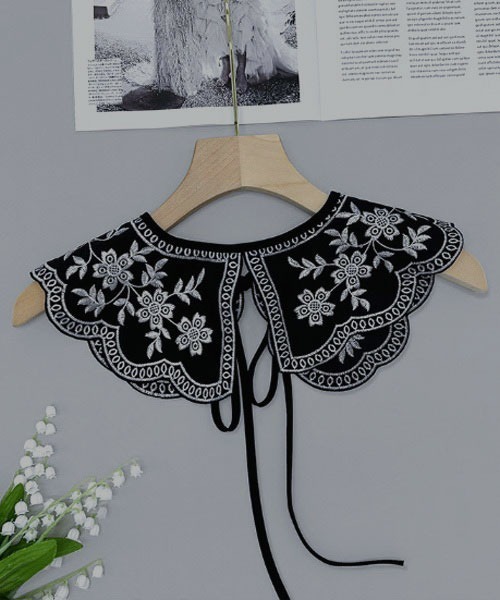 Mayree つけ襟 付け襟 「resonance」レース レトロ花柄 刺繍 つけ襟
