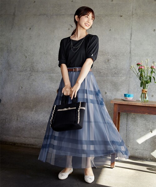 Tiaclasse スカート 「小倉優子さん着用」チュールレースチェック