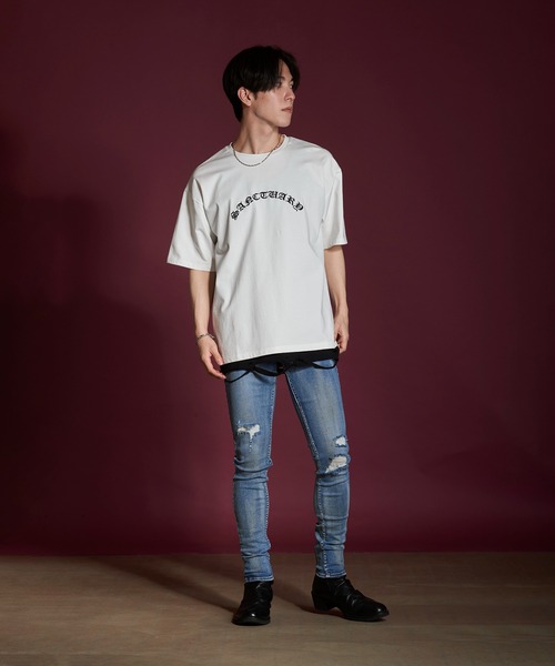 NO ID.（ノーアイディー） tシャツ 「NO ID.」Sanctuary Embroidery