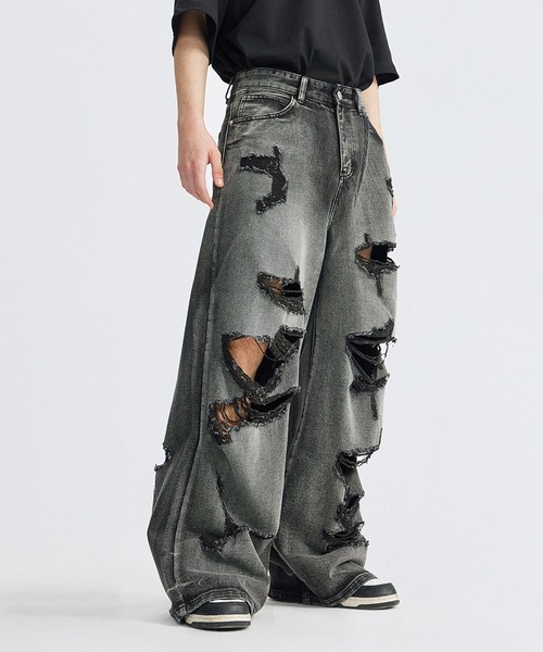 MM:OPTION デストロイ デニムパンツ 1017 ALYX 9SM×Blackmeans デストロイデニムパンツ ブラック