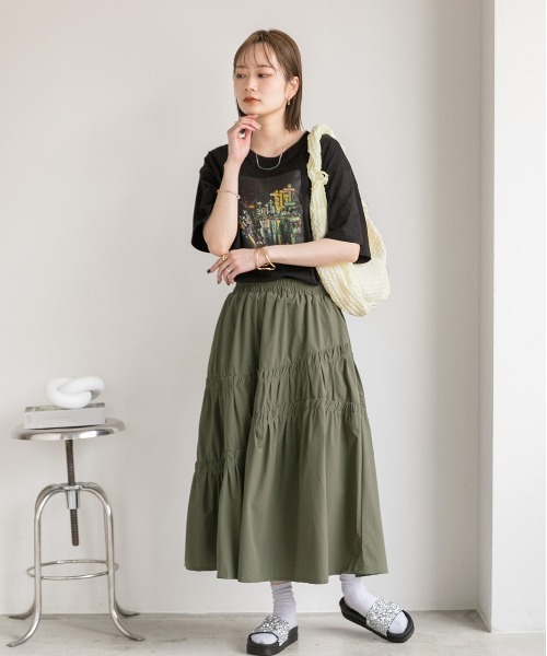 ad thie（アドティエ） スカート ギャザーデザイン フレアロング