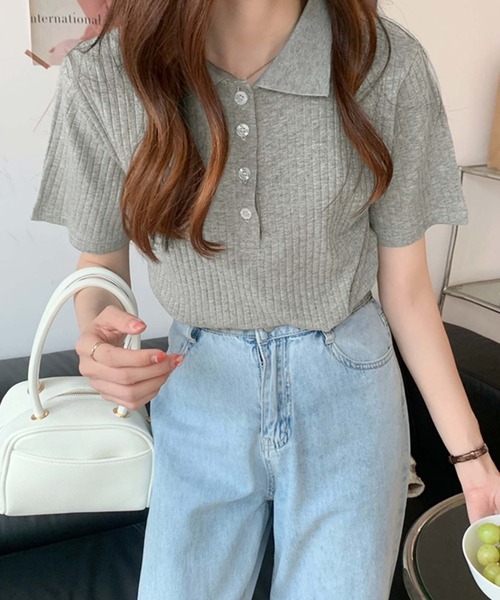 Girly Doll（ガーリードール） tシャツ コットンリブ半袖ポロシャツ