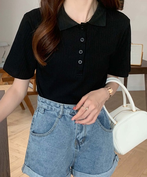 Girly Doll（ガーリードール） tシャツ コットンリブ半袖ポロシャツ