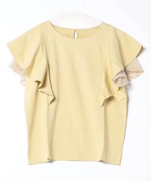 tシャツ ラメチュールフリルスリーブカットソープルオーバー レディース