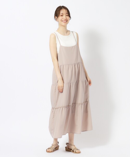 caramel   ワンピース　3Y ティアードラッフルサテンキャミワンピース