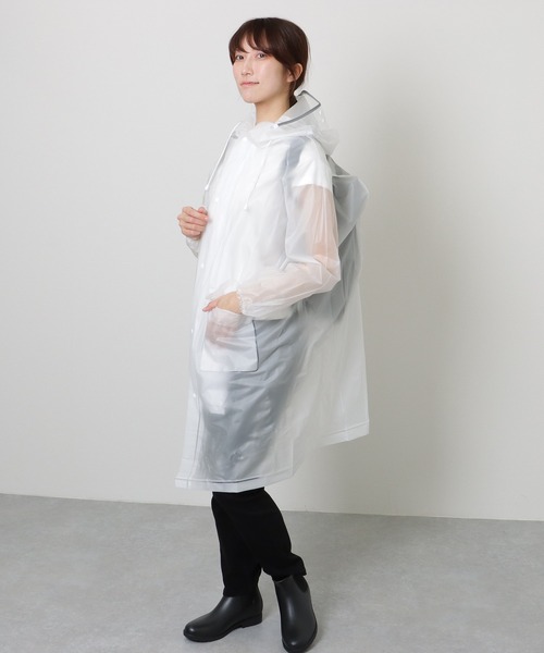 Lace Ladies レインコート カッパ ソリッドカラー バイザー付き