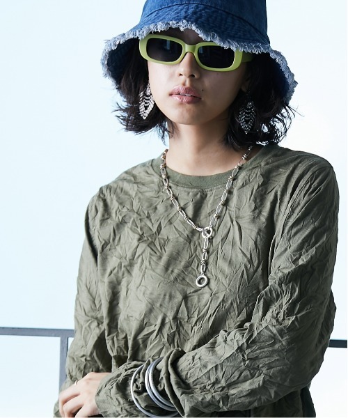 GEVS. tシャツ しわ加工クルーネックカットソープルオーバー