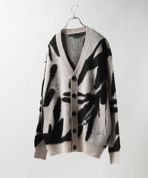 未使用新品★匿名配送★H&amp;M rokhジャガードニットカーディガン★Lサイズ Rokh / ロック | アンサンブル モノグラムカーディガン ベアトップ | S