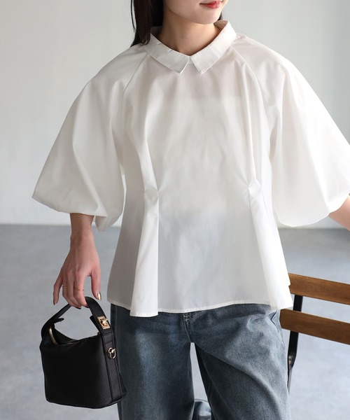「Riberry」 半袖ブラウス MEDIUM ブラック レディース Riberry 「Riberry」 半袖シャツ MEDIUM ブラック レディース