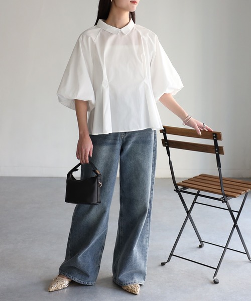 「Riberry」 半袖ブラウス MEDIUM ブラック レディース Riberry 「Riberry」 半袖ブラウス MEDIUM ブラック レディース