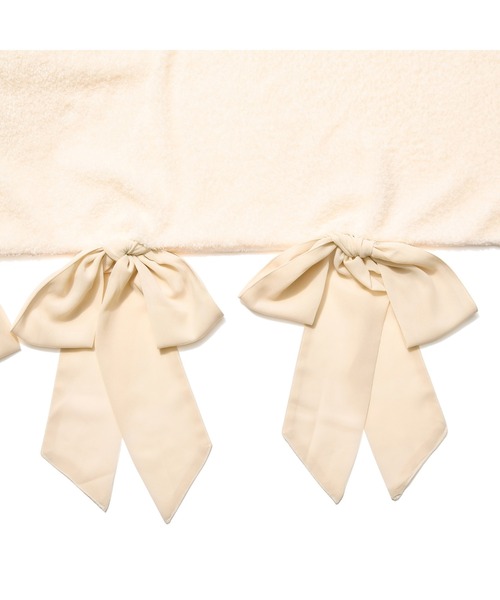 ベッド 寝具 WARMY ホワモコ リボン 掛け布団カバー ダブル アイボリー  