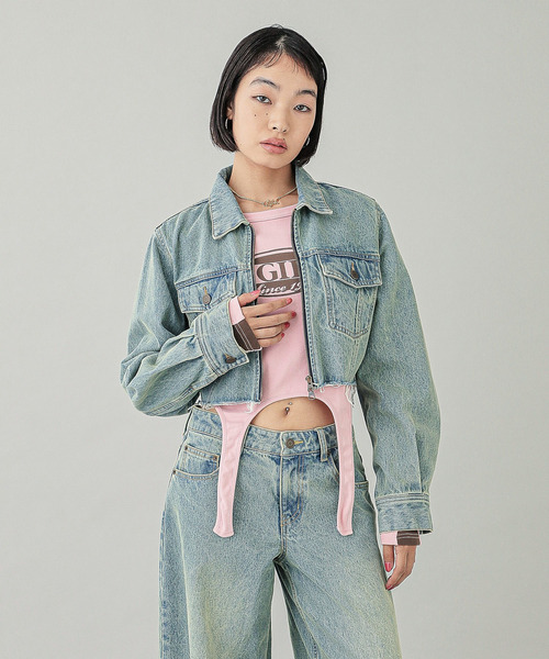 【X-girl】OVERDYED ZIP UP DENIM JACKET X-girl｜OVERDYED ZIP UP DENIM JACKET 【X-girl】 | Rakuten