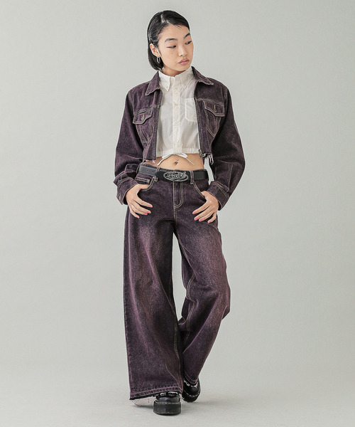 X-girl デニムジャケット gジャン OVERDYED ZIP UP DENIM JACKET