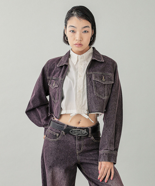 X-girl デニムジャケット gジャン OVERDYED ZIP UP DENIM JACKET