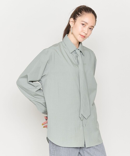 ブラウス シャツ 「ASTRAET」コットン ツイル ネクタイシャツ レディース