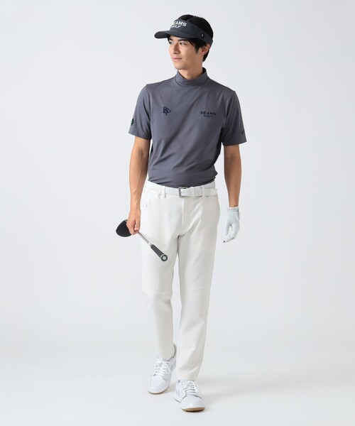 新品 BEAMSGOLF メッシュリブUV半袖 モックネック カットソー BEAMS GOLF tシャツ 「吸水速乾/接触冷感/UVカット」「MEN