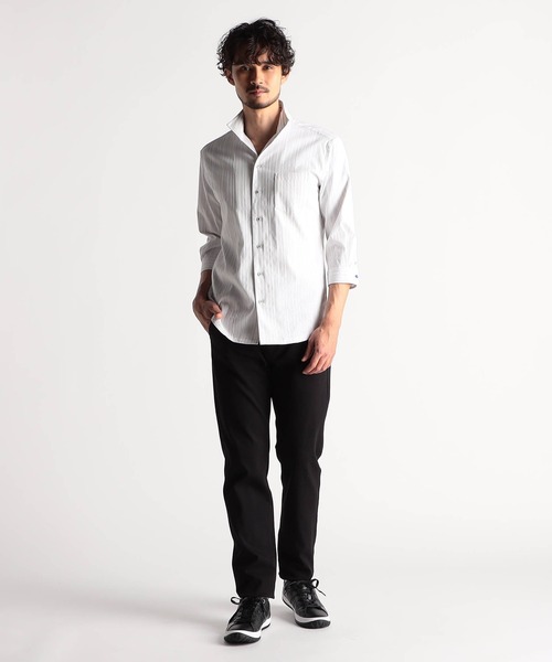NICOLE CLUB FOR MEN シャツ リバーシブルドビー 7分袖スタンド