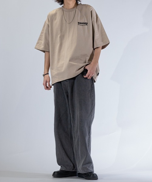 tシャツ 「at」「THRASHER/スラッシャー」LOGO S/S TEE ワンポイントロゴ刺繍 ビッグシルエット Tシャツ メンズ レディース | THRASHER | 20