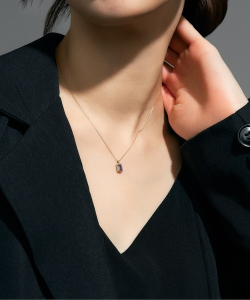 ネックレス K18 ダイヤモンド ヘイロー/取り巻き カラーストーン ネックレス 3x5 レディース メンズの画像