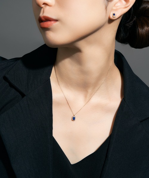 ネックレス K18 ダイヤモンド ヘイロー/取り巻き カラーストーン ネックレス 3x5 レディース メンズの画像