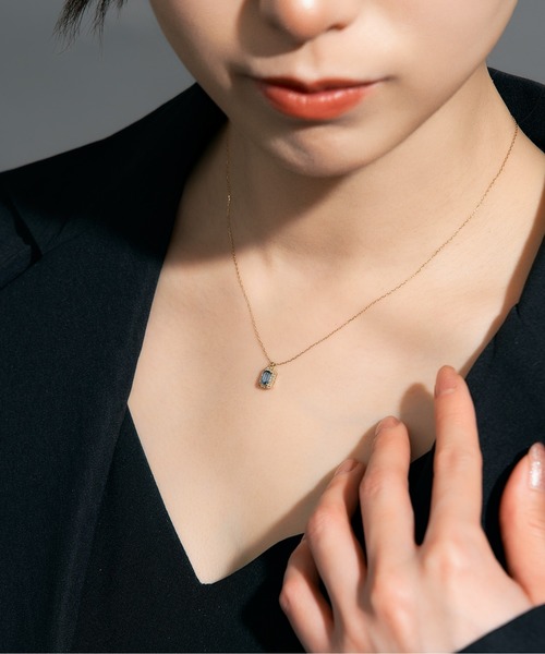 ネックレス K18 ダイヤモンド ヘイロー/取り巻き カラーストーン ネックレス 3x5 レディース メンズの画像