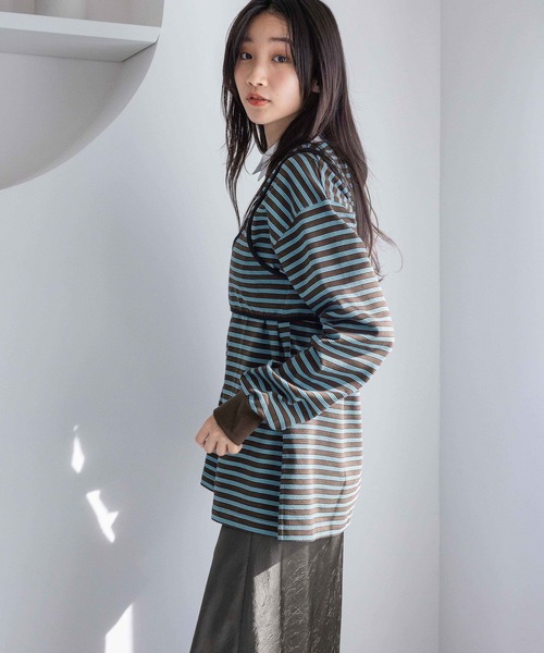 LOWRYS FARM（ローリーズファーム） tシャツ マルチボーダー2Pプル 